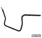 GUIDON 32mm SUR RISERS 25.40MM - HAUTEUR : 40.50CM / 16" - MAGNUM - 1-1/4" Caliber Handlebar - Ape Hanger / Bagger - 32MM / 1 1/4" - FLHX 23UP - NOIR BRILLANT - 4HB-2216