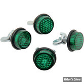 REFLECTEUR / CATADIOPTRE -Ø 21 MM - CHRIS PRODUCT - LICENSE PLATE REFLECTORS - COULEUR : VERT - (LES 4 PIÈCES)