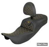 - SELLE SADDLEMEN - ROADSOFA SEAT - Tri Gripper Extended Reach - TOURING 08UP - NOIR / COUTURES : OR - AVEC DOSSIER - 808-07B-211B7