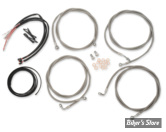 + 10" - KIT CABLES ET DURITE DE FREIN DE GUIDON RALLONGES - TOURING FLHT/FLHR/FLTR 17/20  ABS - LA CHOPPERS - COMPLET - INOX - LA-8054KT2-08