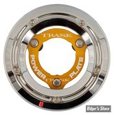 ECLATE I - PIECE N° 25 - COUVERCLE D EMBRAYAGE - OEM 25414-99 - TRASK -AVEC POWER PLATE - FINITION : CHROME / POWER PLATE : OR - TM-0052-CH-GD