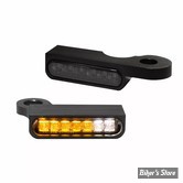 2 - CLIGNOS HEINZ BIKES - STRIPES BELOW BAR TURN SIGNAL - SPORTSTER 14/20 - 2 FONCTIONS - CORPS NOIR / CABOCHON FUME - HBTS-XL14-PL