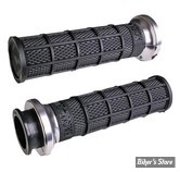POIGNEES - INDIAN TBW 2018UP - ODI - Hart-Luck Signature V-Twin Lock-On™ Grips for Indian - NOIR / ARGENT - V31ITW-BB-S