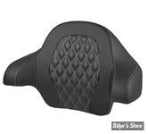 DOSSIER DE TOUR PACK - KING - TOURING 14UP - SADDLEMEN - Roadsofa™ LATTICE STITCH Tour Pack Backrest Pad - FIBRE DE CARBONE - NOIR  / COUTURES : ARGENT - 814-07-20705