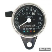 MINI COMPTEUR - MPH - AVEC TOTALISATEUR JOURNALIER ET VOYANTS - RATIO : 2:1 - CORPS : CHROME / FOND : NOIR