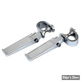 REPOSES PIEDS POUR TUBE Ø 25,40MM À 32,00MM - CUSTOM - Reposes pieds avec collier - RIBBED - OEM 49144-86 - Ribbed - CHROME