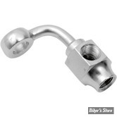 REPARTITEUR / CORPS DE CONTACTEUR DE FREIN - COMMUTATEUR DE FREIN 1/8" NPT - DIAMETRE : 3/8" / 10MM - ORIENTATION : 90° - CHROME - DRAG SPECIALTIES