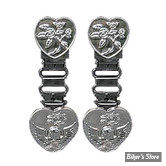 CLIPS DE PANTALON - RYDER CLIPS - LACED BOOTS - HEART / SKULL CHROME