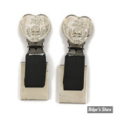 CLIPS DE PANTALON - RYDER CLIPS - STIRRUP - HEART / SKULL CHROME