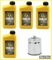 KIT HUILE MINÉRALE - KIT VIDANGE MOTEUR - MCS - EVOLUTION - HUILE MINÉRALE - 4 BIDONS D'HUILE + 1 FILTRE CHROME