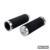 POIGNÉES - MCS - ADAPTABLES - POUR GUIDON DE 1" - REVETEMENT MOUSSE / CUSHION - EMBOUT : CHROME / EAGLE