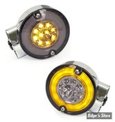ECLATE K - PIECE N° 30 - AV / 2 FONCTIONS - CLIGNOTANTS AVANT LED - FL99/13 - FL01/13 / SOFTAIL FL 99/13 - RINGERS LED TURN SIGNALS - DOUBLE FILAMENT - CORPS : CHROME / CABOCHON : FUME  