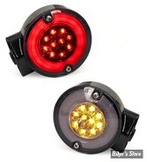 AR / 3 FONCTIONS - CLIGNOTANTS ARRIERE LED - FL99/13 - FL01/13 / SOFTAIL FL 99/13 - RINGERS LED TURN SIGNALS - TRIPLE FONCTIONS - CORPS : NOIR / CABOCHON : FUME