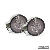 ECLATE K - PIECE N° 15 - AR / 3 FONCTIONS - CLIGNOTANTS ARRIERE LED - FL99/13 - FL01/13 / SOFTAIL FL 99/13 - ARRIERE - LED - RINGERS LED TURN SIGNALS - TRIPLE FONCTIONS - CORPS : CHROME / CABOCHON : FUME