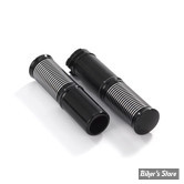 POIGNEES KUSTOM TECH - FL HANDLEBAR GRIP SET - TIRAGE EXTERNE - ALUMINIUM - NOIR / COUPES CONTRASTÉES 