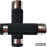 POIGNEES AVON - K25 GRIPS - TIRAGE ELECTRONIQUE - NOIR / EMBOUT : CHROME - K25-CH-FLY