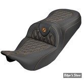 SELLE DUO SADDLEMEN - ROADSOFA LATICE STICH - CARBON FIBER - TOURING 08/25 - NOIR/COUTURES ORANGE - 808-07B-20603