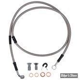 DURITE DE FREIN AVANT - SOFTAIL FXST 84/07 - LONGUEUR : +000 - OEM 45112-84 / B / 45199-99 / B - GOODRIDGE - NOIR - INOX - HD0025-1FC-CL