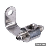 REPARTITEUR / CORPS DE CONTACTEUR DE FREIN ARRIERE - GOODRIDGE - 1/8" NPT > AN3 3/8"-24 X 2 - AVEC SUPPORT - INOX - MCHD-016C