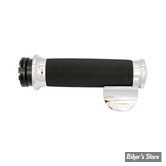 POIGNEES AVON - AVON CUSTOM CONTOUR GRIPS - NOIR / EMBOUT : CHROME / AVEC THROTTLE BOSS