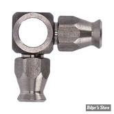 RACCORD DE DURITE A SERTIR - BANJO 3/8" - DOUBLE CONNECTION - 90° - COURT - INOX - 5096-03C
