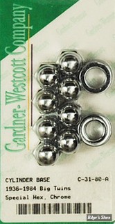 ECLATE G - PIECE N° 14 - KIT D'ECROUS POUR EMBASE DE CYLINDRES - BIGTWIN 36/84 - 16838-78 - ACORN - CHROME - GARDNER WESCOTT