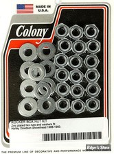 ECLATE F - PIECE N° 03 - KIT ECROUS CACHES CULBUTEURS - SHOVELHEAD 66/84 - ZINC - COLONY - HEX OEM STYLE - 8609-36