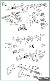  ECLATE J - PIECE N° 00 - ECLATE DES PIECES DE SUPPORTS ET REPOSES PIEDS - FL & FX 1941/1984