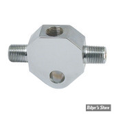 REPARTITEUR DE FREIN AVANT - 1/8" NPT MALE X 2 > 1/8" NPT FEMELLE - CHROME - MCS