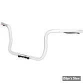 GUIDON 32MM SUR RISERS 25.40MM / GUIDON APEHANGER - HAUTEUR : 25.40CM / 10" - LA CHOPPERS - BAGGER PRIME APE Handlebar - TOURING FLHT/FLHX 96/23 - CHROME - LA-7321-10W