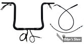 KIT DE MONTAGE EZ INSTALL GUIDON / CABLAGE - FAT BAGGERS INC - EZ Install Wired Handlebars 1-1/4″ Round Top - FLHX/SE 23UP  - HAUTEUR : 40.50 CM / 16" - NOIR BRILLANT - 939016-B