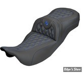SELLE DUO SADDLEMEN - ROADSOFA LATICE STICH - Extended Reach - CARBON FIBER - TOURING 08/25 - NOIR/COUTURES BLEU - 808-07B-20701