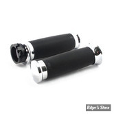POIGNEES AVON - AVON CUSTOM CONTOUR GRIPS - NOIR / EMBOUT : CHROME