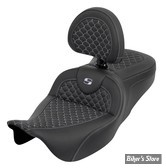 - SELLE SADDLEMEN - ROADSOFA™ DS SEAT - TOURING 08UP - AVEC DOSSIER - NOIR / COUTURES : ARGENT - 808-07B-208B5