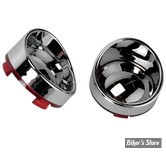CASQUETTES DE CLIGNOTANTS TYOE VISIÈRE AVEC CABOCHON - DRAG SPECIALTIES - CERCLAGE : CHROME / CABOCHON : MIROIR ROUGE - L22-6828RC