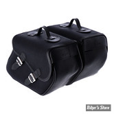 SACOCHES LATERALES - LONGRIDE MOTORCYCLESBAGS - HERITAGE WAXED COTTON SADDLEBAGS - 23 LITRES - COTON CIRÉ / CUIR RANGER - NOIR