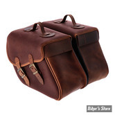 SACOCHES LATERALES - LONGRIDE MOTORCYCLESBAGS - HERITAGE WAXED COTTON SADDLEBAGS - 23 LITRES - COTON CIRÉ / CUIR RANGER - MARRON