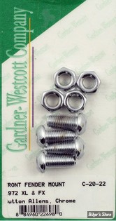 ECLATE O - PIECE N° 04B - KIT VISSERIE DE GARDE BOUE AVANT - OEM 3974HW / 7753 - FX / XL 1972 - GARDNER WESCOTT - CHROME