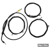 + 18" / +20" - KIT CABLES ET DURITE DE FREIN DE GUIDON RALLONGES - TOURING FLHT/FLHR 21/23 ABS - LA CHOPPERS - STANDARD - NOIR - LA-8056KT-19B