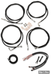 + 10" - KIT CABLES ET DURITE DE FREIN DE GUIDON RALLONGES - TOURING FLHT/FLHR/FLTR 17/20  ABS - LA CHOPPERS - COMPLET - NOIR- LA-8054KT2-08B