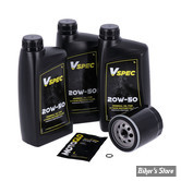 KIT HUILE MINÉRALE - Kit vidange moteur - 20W50 MINERALE - SOFTAIL 99/17 / DYNA 99/17 - FILTRE A HUILE : NOIR -  MCS / VSPEC