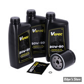 KIT HUILE SYNTHETIQUE - Kit vidange moteur - 20W50 SYNTHETIQUE - SOFTAIL 87/98 / FXR 87/94 / SPORTSTER 86/22 - FILTRE A HUILE : NOIR -  MCS / VSPEC