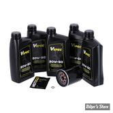 KIT HUILE SYNTHETIQUE - Kit vidange moteur - 20W50 SYNTHETIQUE - MILWAUKEE EIGHT SOFTAIL / TOURING - FILTRE A HUILE : NOIR -  MCS / VSPEC
