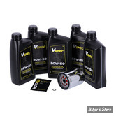 KIT HUILE SYNTHETIQUE - Kit vidange moteur - 20W50 SYNTHETIQUE - MILWAUKEE EIGHT SOFTAIL / TOURING - FILTRE A HUILE : CHROME -  MCS / VSPEC
