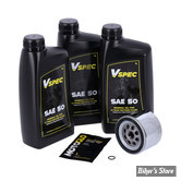 KIT HUILE MINÉRALE - Kit vidange moteur - SAE 50 MINERALE - SPORTSTER 80/84 - FILTRE A HUILE : CHROME -  MCS / VSPEC