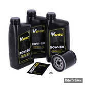 KIT HUILE SYNTHETIQUE - Kit vidange moteur - 20W50 SYNTHETIQUE - SOFTAIL 99/17 / DYNA 99/17 - FILTRE A HUILE : NOIR -  MCS / VSPEC