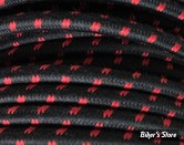 FIL ELECTRIQUE 1.75 MM - FIL ELECTRIQUE TOILÉ - NOIR / MARQUAGE ROUGE - 1M