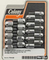 ECLATE I - PIECE N° 70A - KIT VISSERIE DE CARTER PRIMAIRE EXTERNE - BIG TWIN 36/69 - OEM 2265 / 7021 / 1210 - ACORN / CHROME - 7414-20