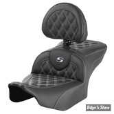 - SELLE SADDLEMEN - ROADSOFA LS - TOURING 2023UP - NOIR / COUTURES : ARGENT - AVEC DOSSIER - 823-07-182B5