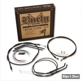 +12" - KIT CABLES ET FAISCEAU DE GUIDON RALLONGES - DYNA FXDF / FXDL 12/17 AVEC ABS - NOIR